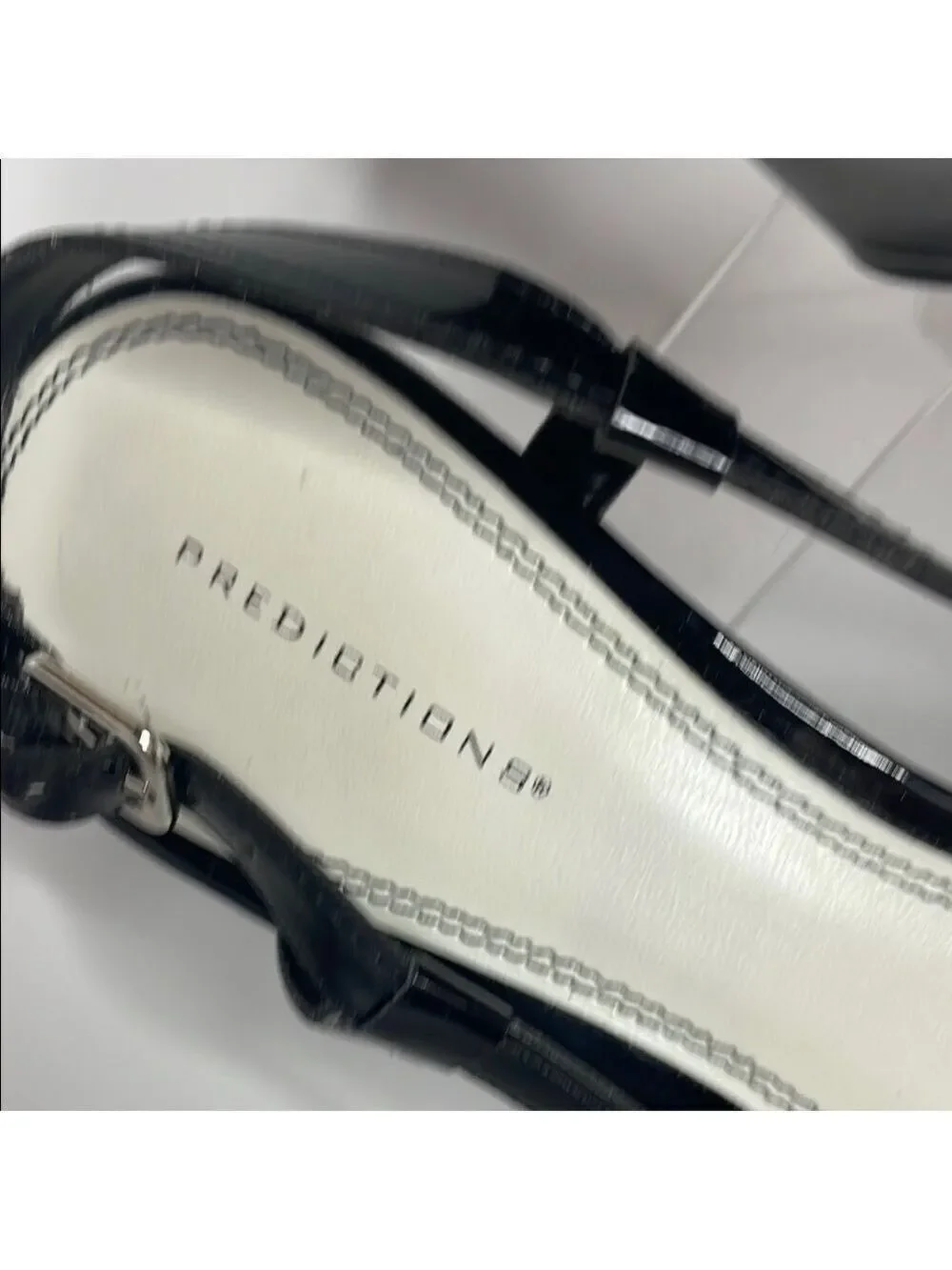 Predictions Black Glossy Slingback Heels 9W EUC